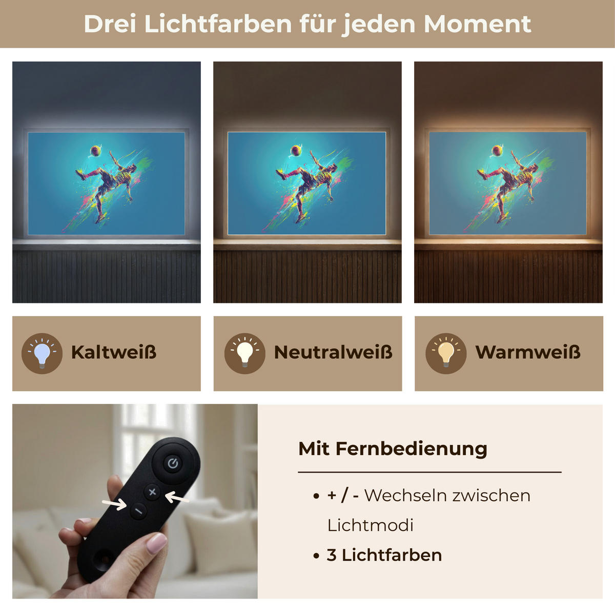 NACHTTISCHLAMPE MIT AKKU Fußballer - Farbspritzer - Farbenfroh - Ball 60x40 cm - Blau, Holzwerkstoff (8/60/40cm) - OnlyWow