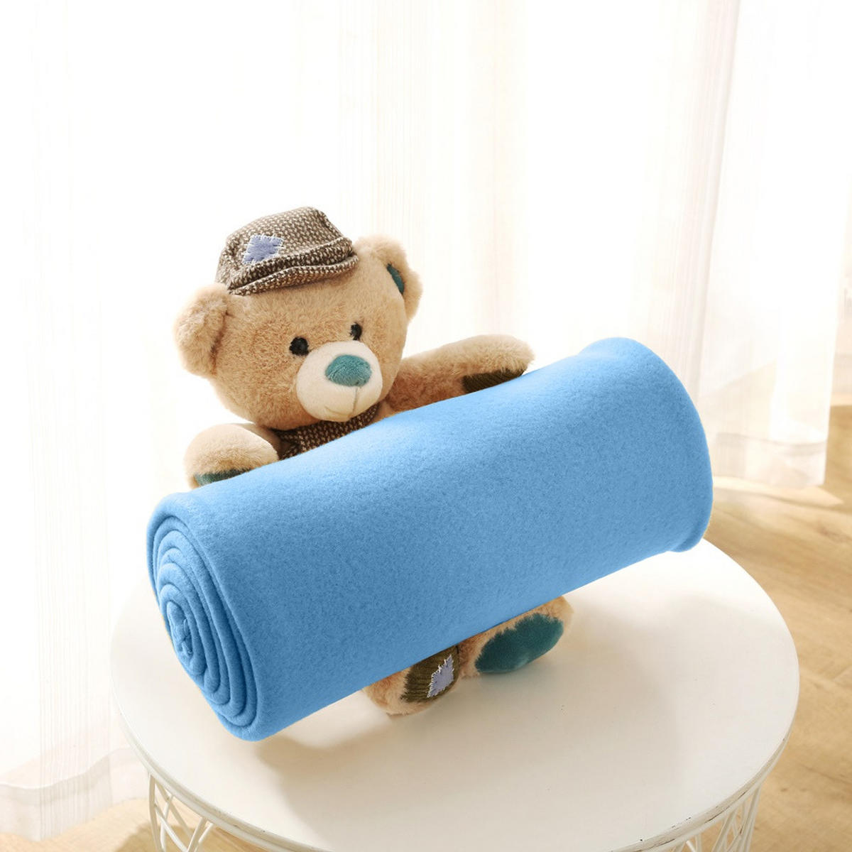 FLEECEDECKE 2er Set blau 130/160 cm Kettelrand Anti-Pilling - Blau, Textil (130/160cm) - wometo