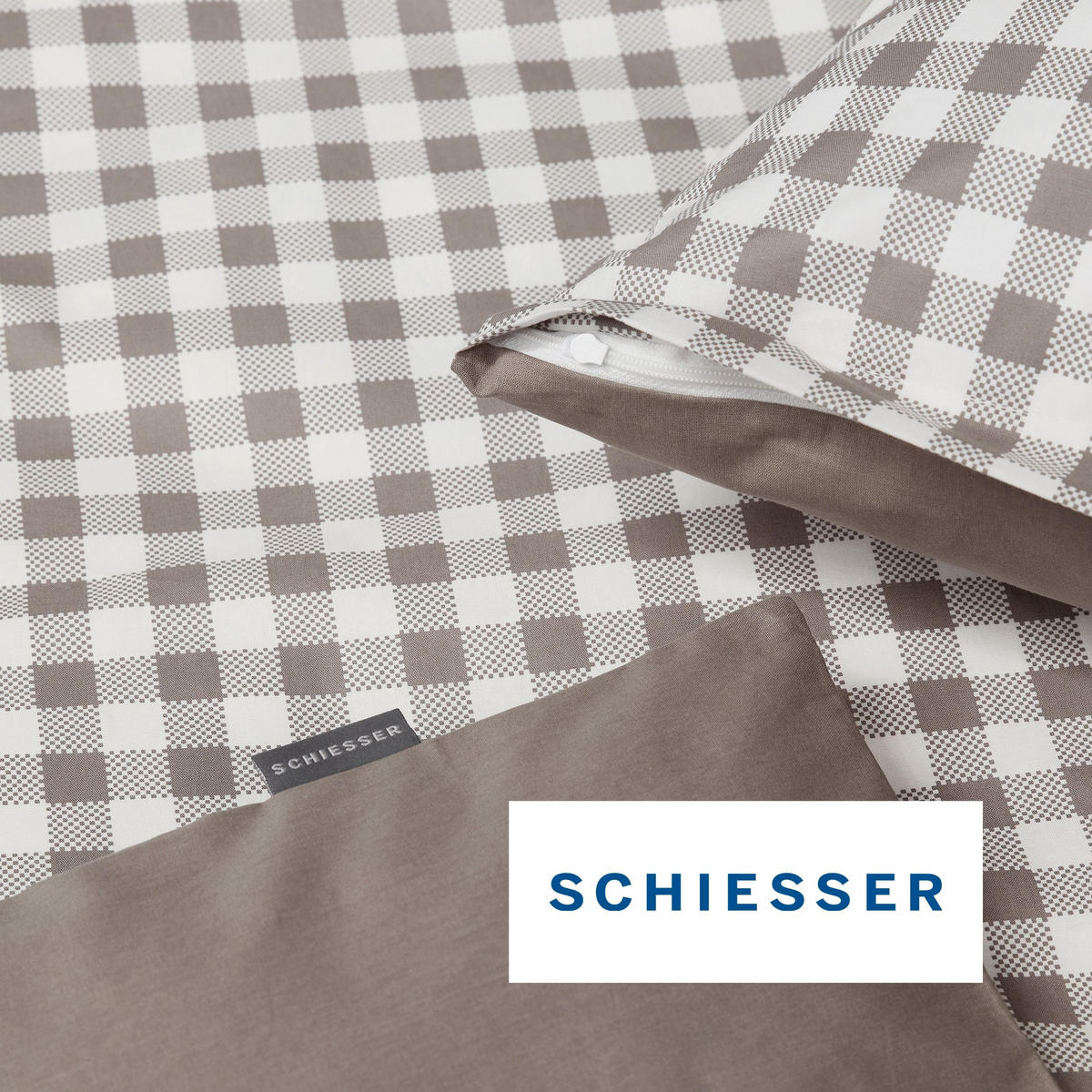 BETTWÄSCHESET Vichy - Renforcé - 2-teilig - 135 x 200 cm - Grau - Grau, Textil (135/200cm) - SCHIESSER