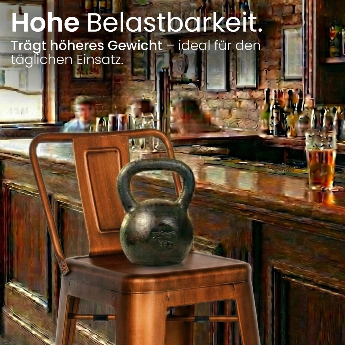 BARHOCKER Metall kupfer - Eukalyptusholzfarben/Kupferfarben, Metall (44/96/43cm) - CLP