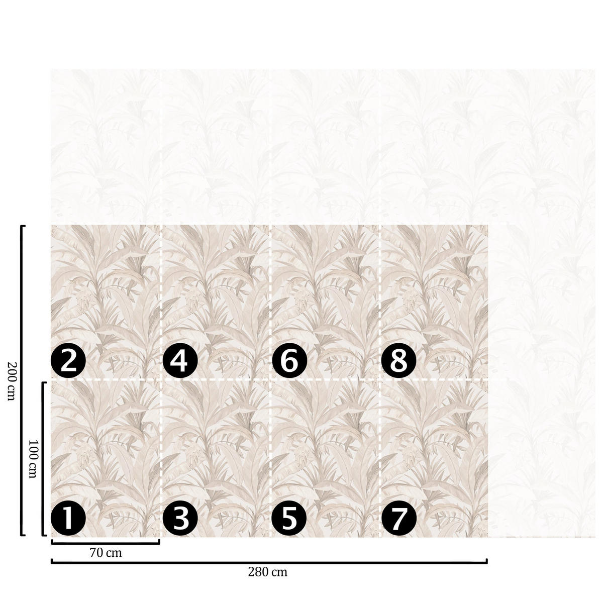 TAPETE Wald aus echtem Papier, 200x280cm, 8 Bögen - Beige, Papier (280/200cm) - WALLPAPERS4BEGINNERS