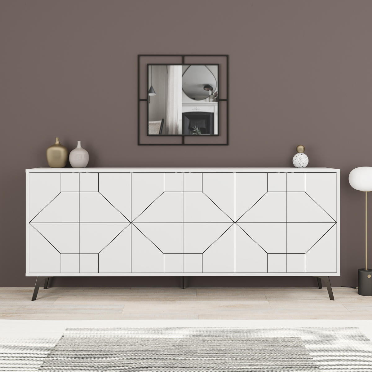 SIDEBOARD Dune Weiß 181/35/77,4 cm - Schwarz/Weiß, Holzwerkstoff/Metall (181/77.4/35cm) - Decortie