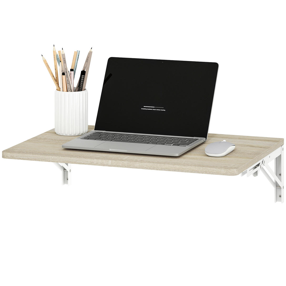 WANDKLAPPTISCH DE-09132 60/40 cm, platzsparend mit abgerundeten Ecken Eiche - Eichefarben, Metall (60/40/16cm) - ComfortXL