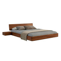 MASSIVHOLZBETT Lena mit 2 Nachttischen, 200/200, Buche - lackiert, Nussbaumfarbe - Walnussfarben, Holz/Buchenholz (200/200cm) - Visby