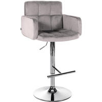BARHOCKER Lausanne Samt chrom grau - Chromfarben/Grau, Textil/Metall (60/113/56cm) - TPFLiving