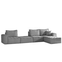 ECKSOFA Sande Xl In Raven - Grau, Holzwerkstoff/Textil (372/192cm) - Fun Möbel