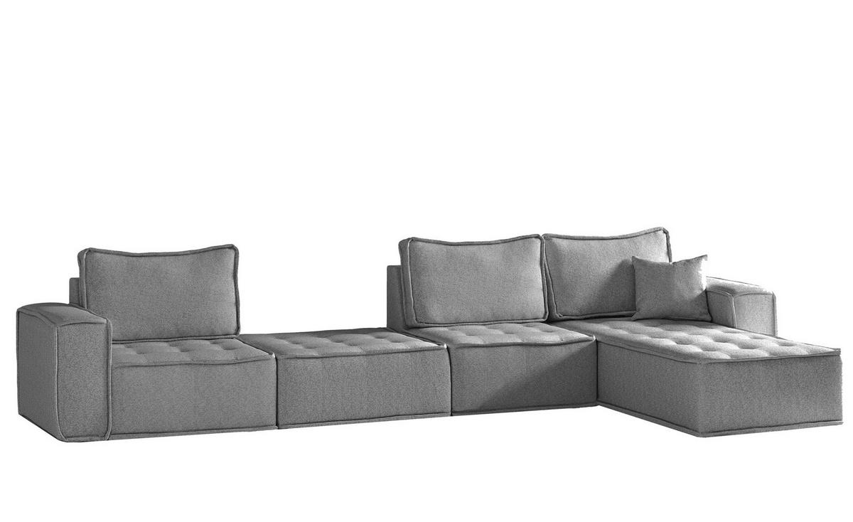 ECKSOFA Sande Xl In Raven - Grau, Holzwerkstoff/Textil (372/192cm) - Fun Möbel