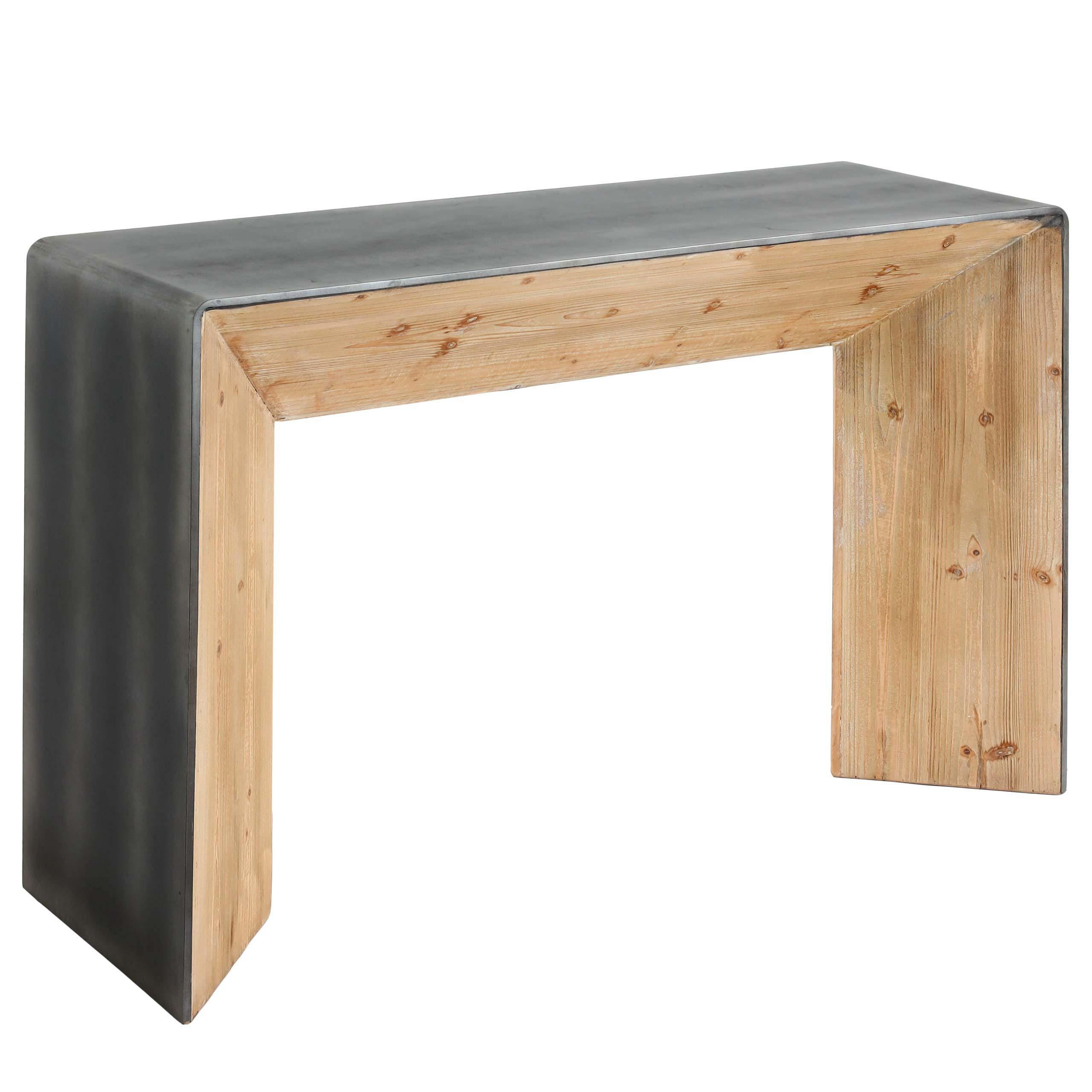 KONSOLENTISCH eckig Braun, Metall - Silberfarben/Braun, Holz (40/120/80cm) - MCW