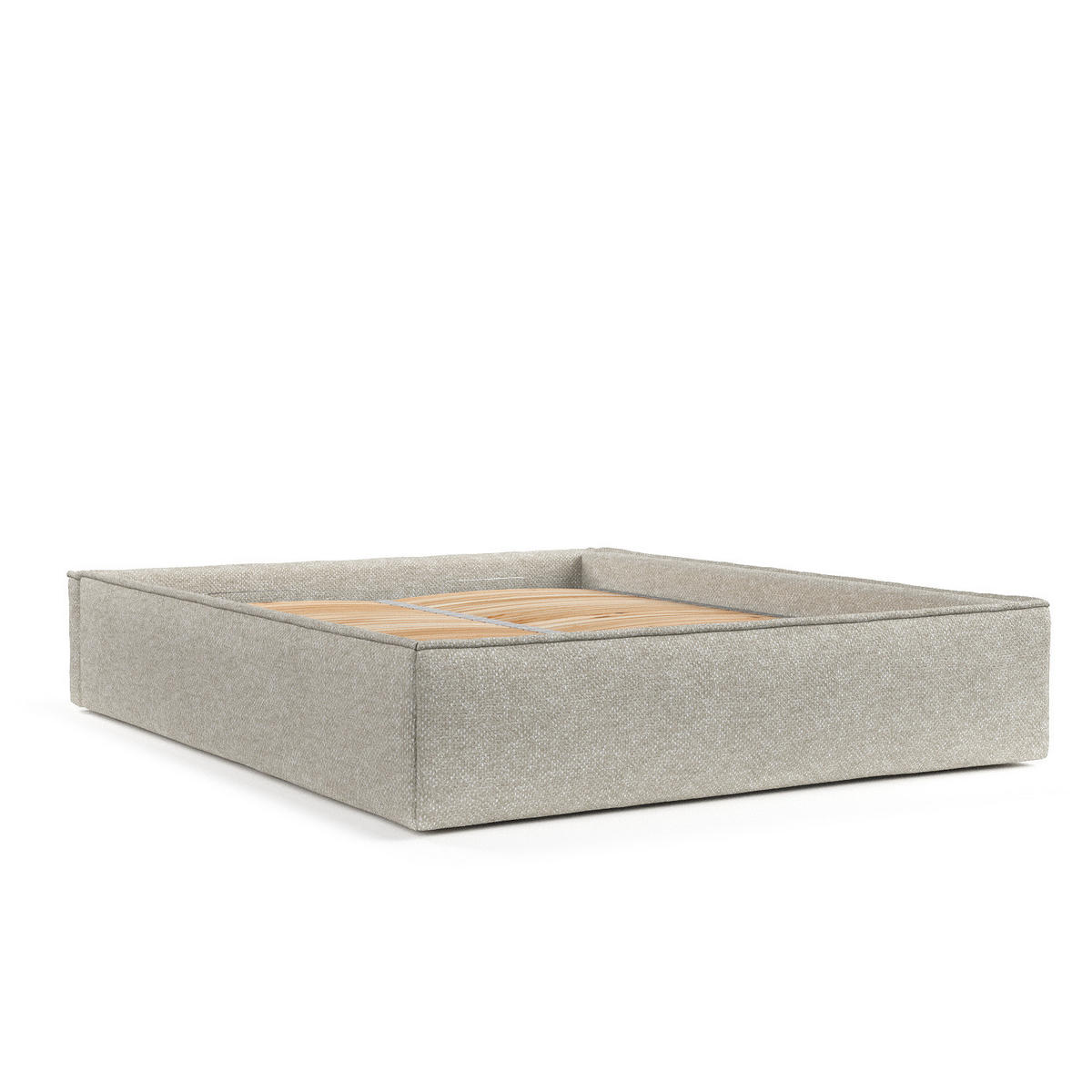 POLSTERBETT Alvar Beige Grau 120/200 cm im Chenille-Stoff - Beige/Schwarz, Holz/Holzwerkstoff (200/200cm) - Maison de Reve