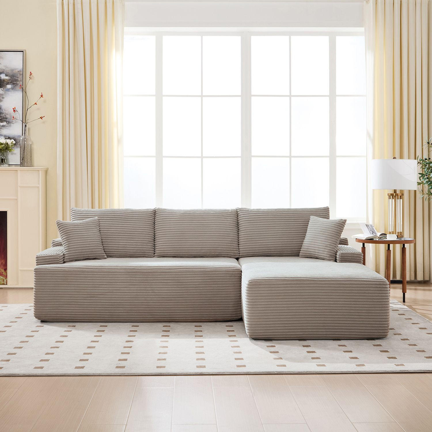 SOFA Coredo taupe Cord - Taupe, Textil (250/155cm) - Juskys