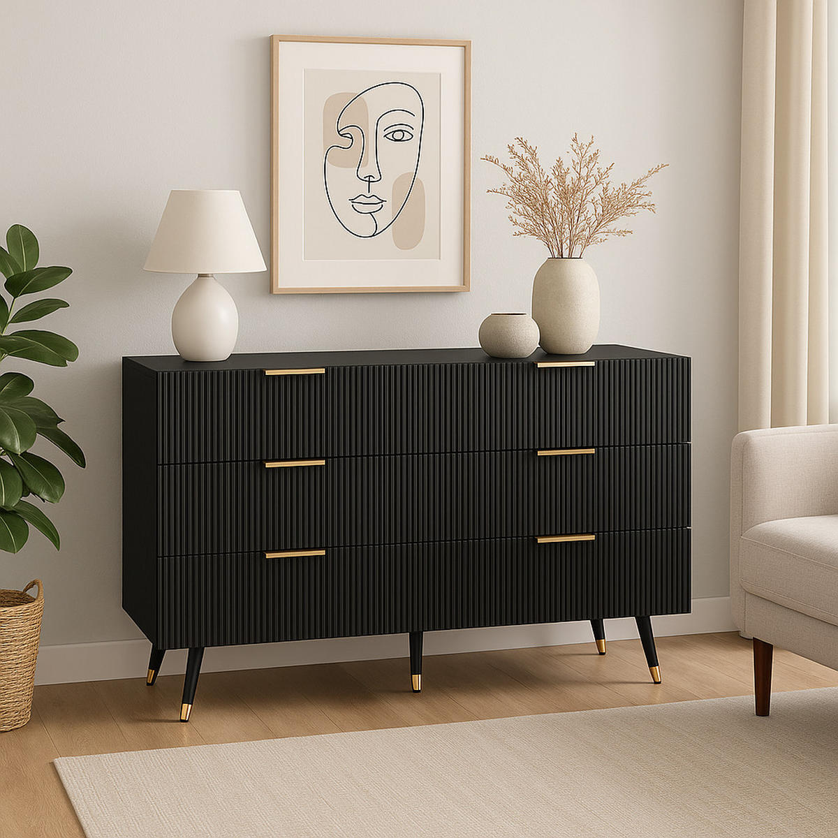SIDEBOARD Schwarz 120/40/77 cm - Schwarz, Holzwerkstoff (40/77/120cm) - Urban Meuble