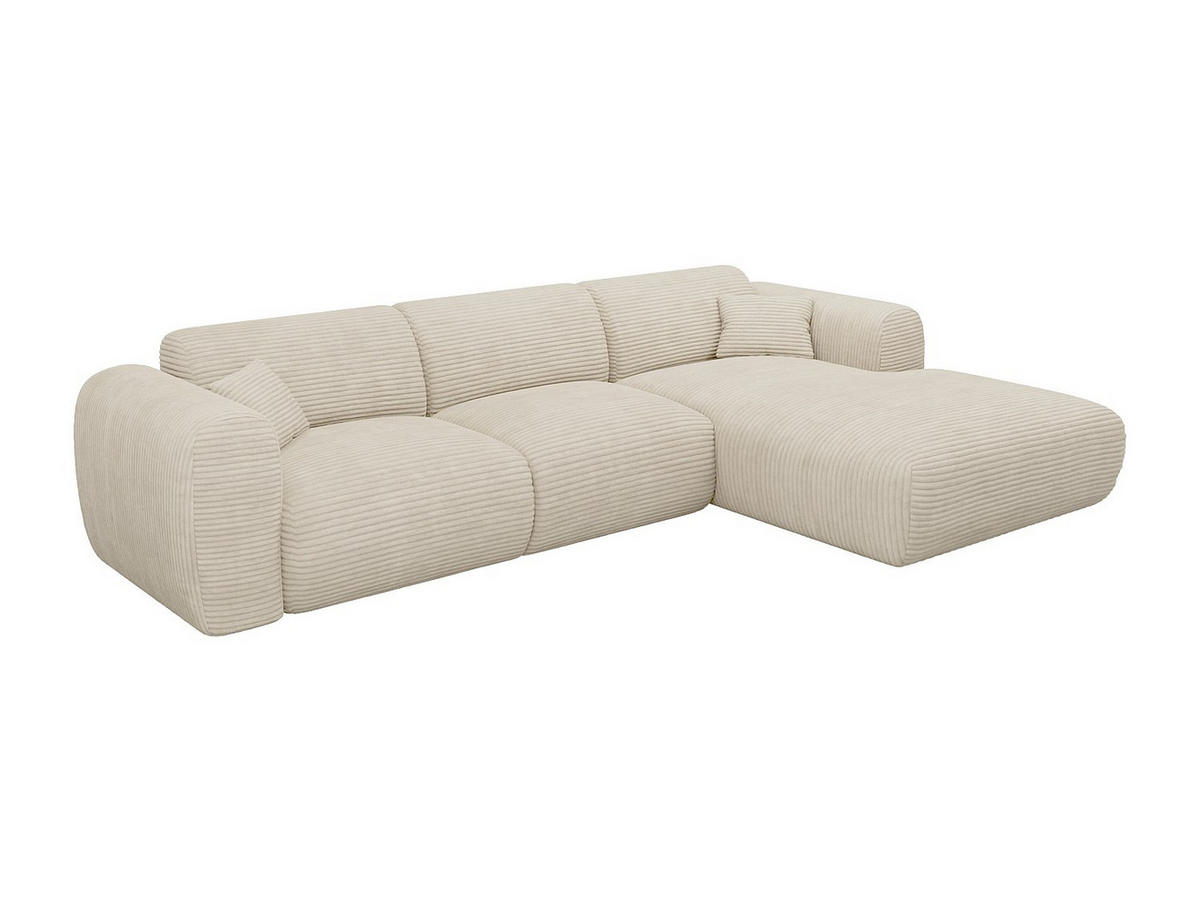 GROSSES Ecksofa - Ecke rechts - Cord - Beige - POGNI - Beige, Textil (280/165cm) - Vente-Unique