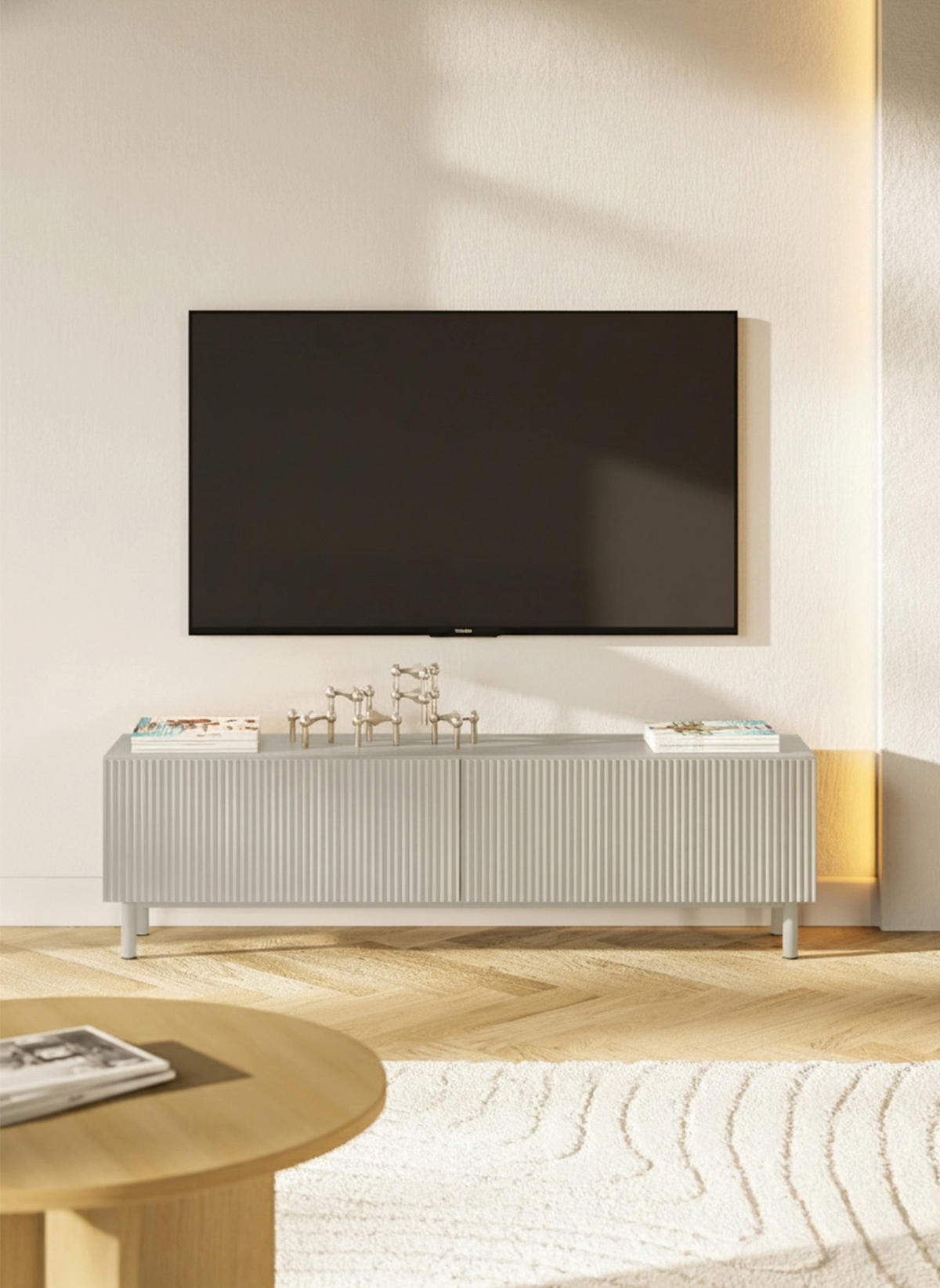 TV-LOWBOARD Veldio New Greige 140 cm - Taupe, Holzwerkstoff/Metall (140/46.5/31.6cm) - Selsey