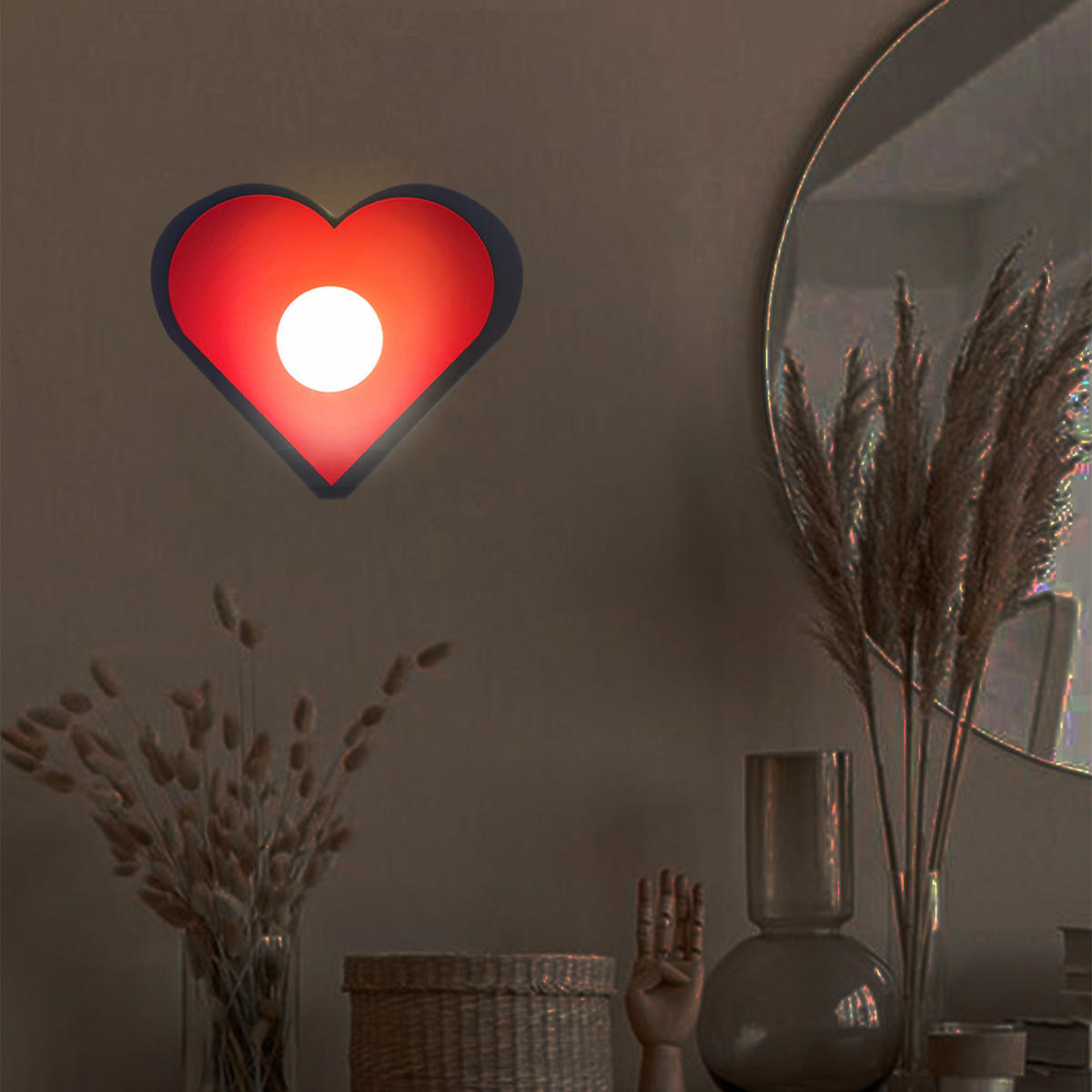 WANDLEUCHTE Innen 35 cm - Rot, Glas/Metall (35/31cm) - Bamyum