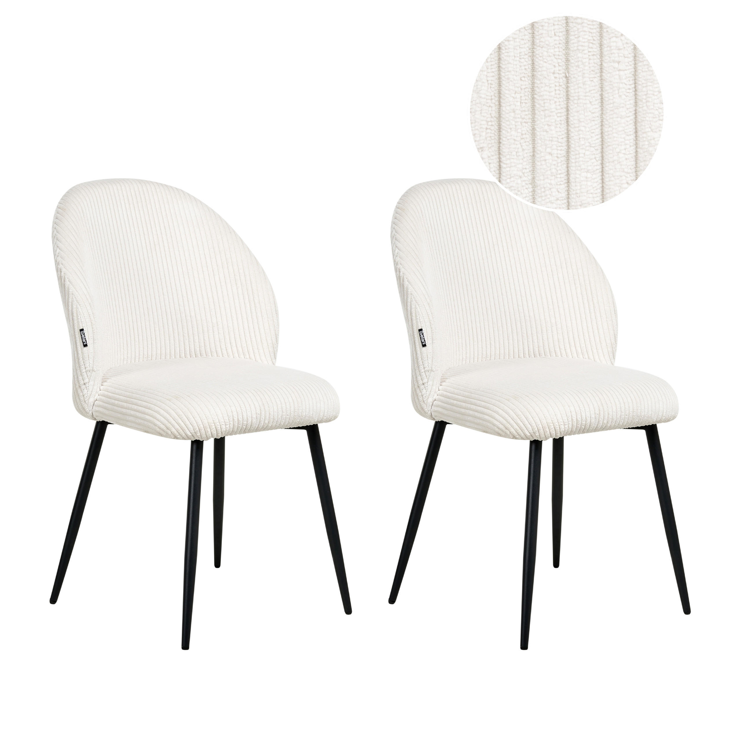 ESSZIMMERSTUHL 2er-Set Cremeweiß Eloy - Schwarz/Weiß, Textil (52/86/43cm) - Beliani
