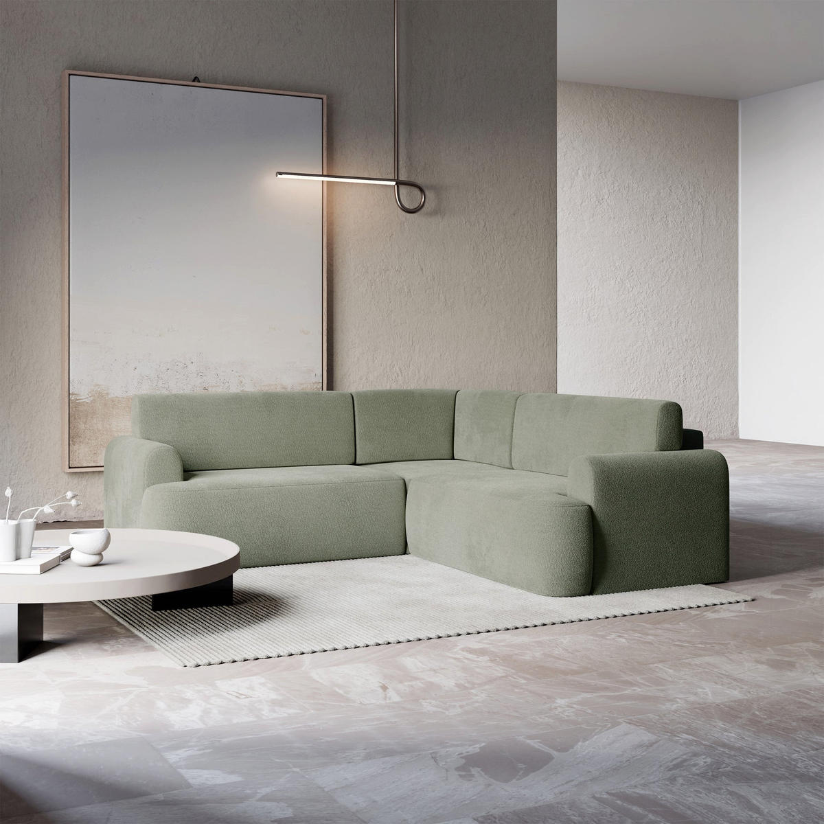 ROHOVÁ pohovka Kaveo, 245 cm univerzální s rohovým dílem - černá/světle zelená, textil/plast (245/245cm) - Selsey