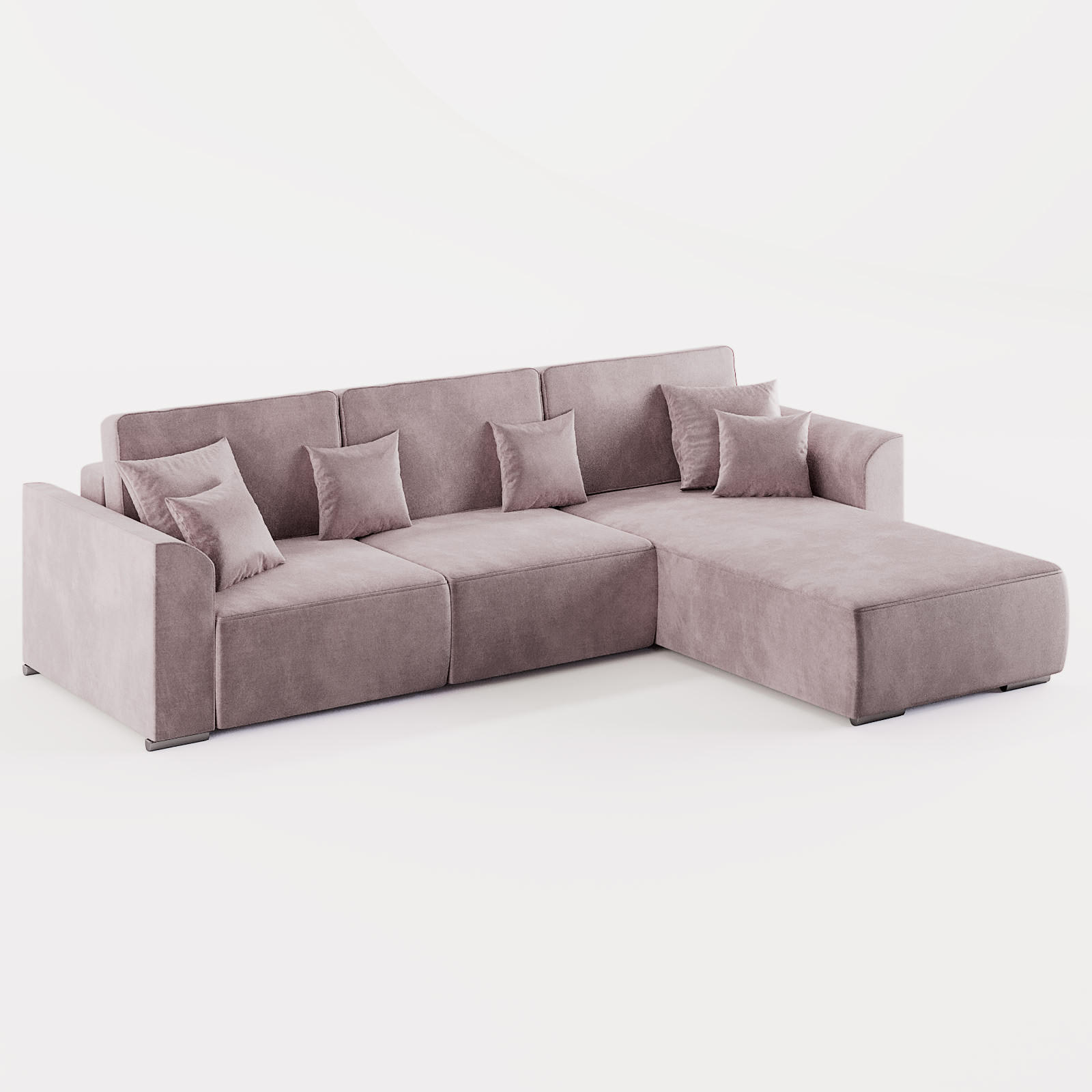 ECKSOFA LUMO L Rechts Hellrosa Velours-Stoff mit Schlaffunktion und Bettkasten - Pink, Textil (293/195cm) - Barchello