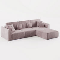 ECKSOFA LUMO L Rechts Hellrosa Velours-Stoff mit Schlaffunktion und Bettkasten - Pink, Textil (293/195cm) - Barchello