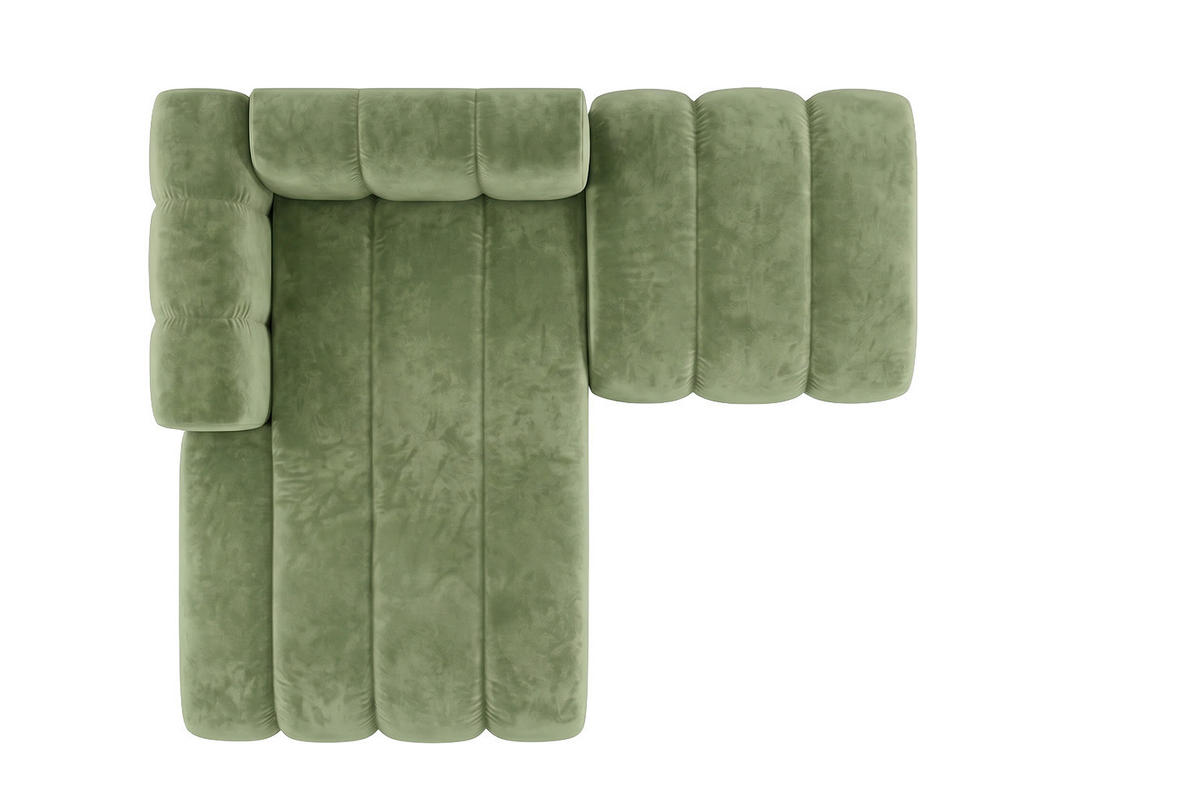 CHAISELONGUE Modulare Mit Hocker, Velvet-Stoff Riviera, Olive, Links, GRAND - Olivgrün, Holz (204/179cm) - Kaiser Möbel
