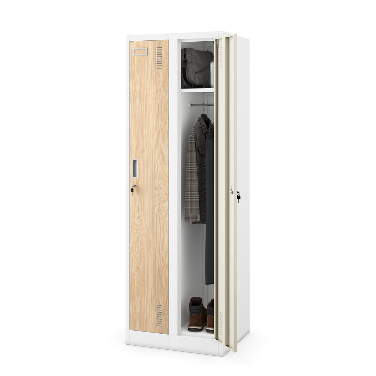 ZWEIFACH-PUTZSCHRANK KACPER II 180x60x50 cm - Weiß/Sonoma Eiche, Metall (60/180/50cm) - Jan Nowak