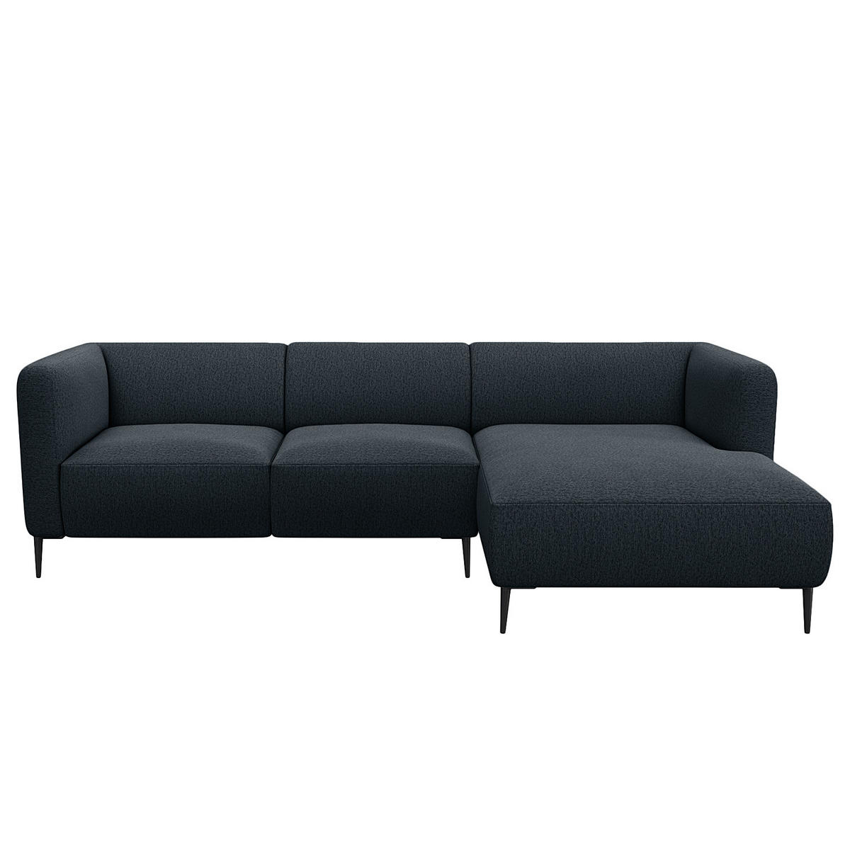 2,5-SITZER ECKSOFA mit Longchair - Schwarz/Grau, Textil/Metall (271/148cm) - home24