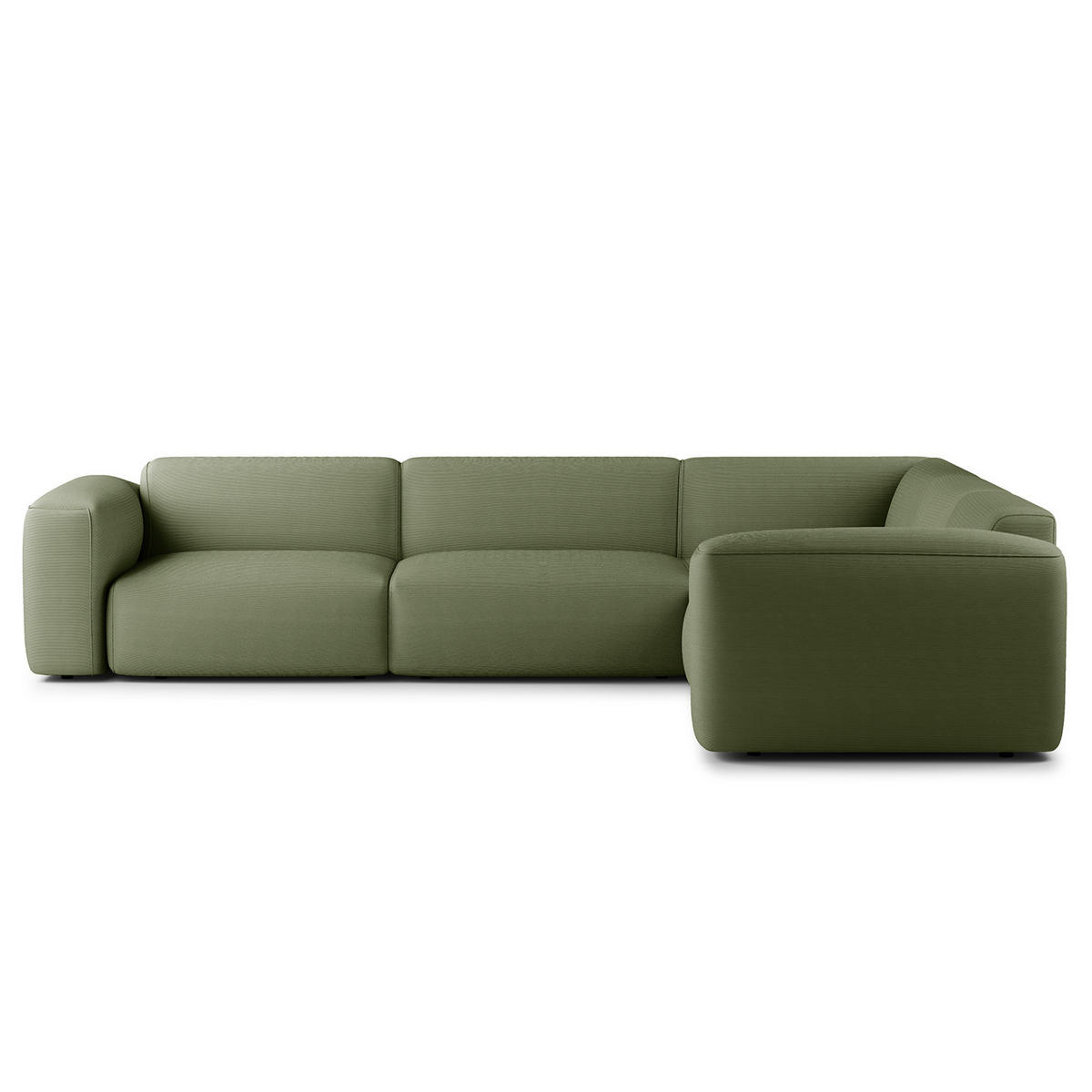 ECKSOFA mit Rundecke - Dunkelgrün/Schwarz, Kunststoff/Textil (325/260cm) - home24