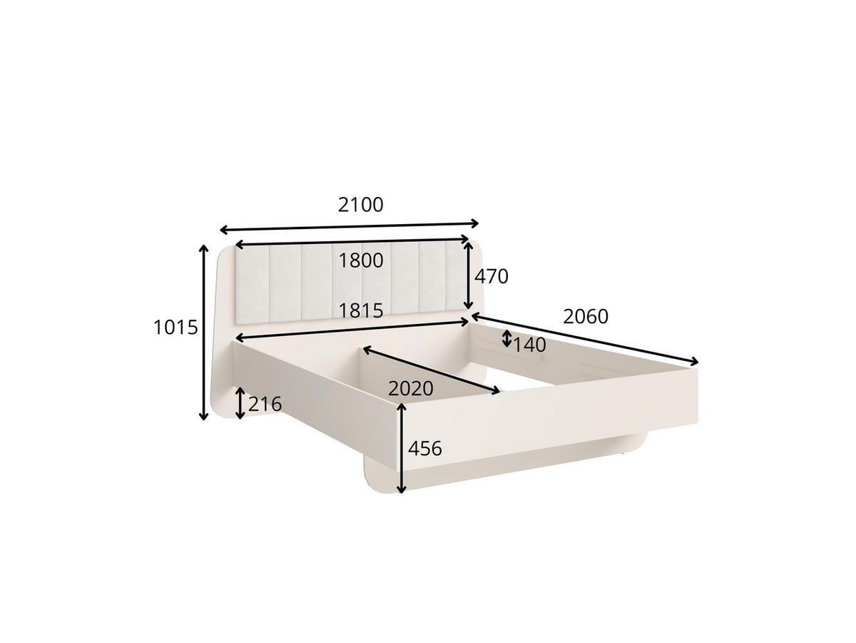 BETT LEVARO – 180×200 cm mit Lattenrost, ohne Bettkasten Wüstensand - Sandfarben, Holzwerkstoff (180/200cm) - Milaros Markt