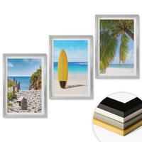 WANDBILDER 3er Set - 40x60 cm Silberner Rahmen - Urlaubsstrände, Wellen, Palmen - Silberfarben, Kunststoff (40/60cm) - ArtPrintCave