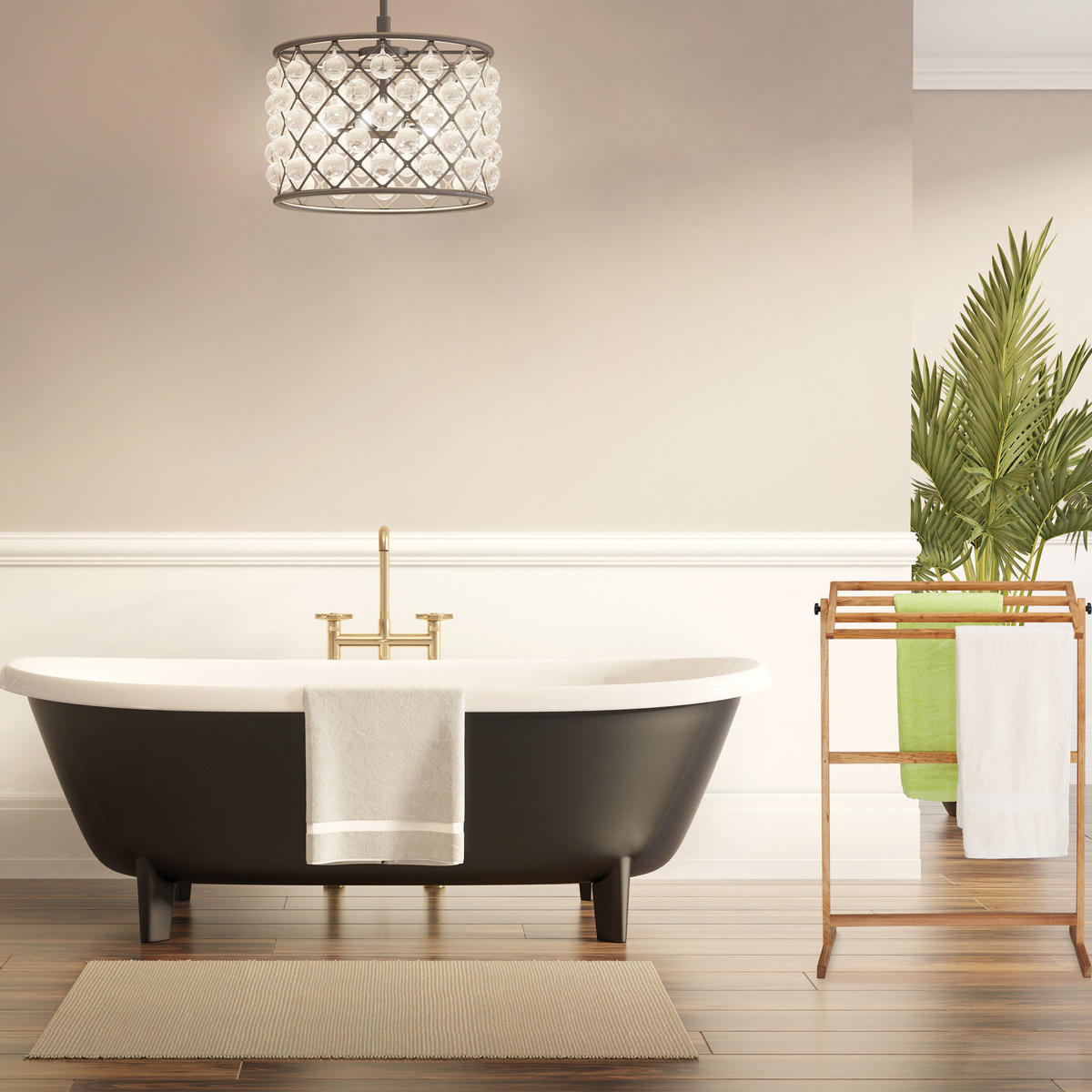 HANDTUCHHALTER - Hellbraun, Holz (66/98/31cm) - Relaxdays