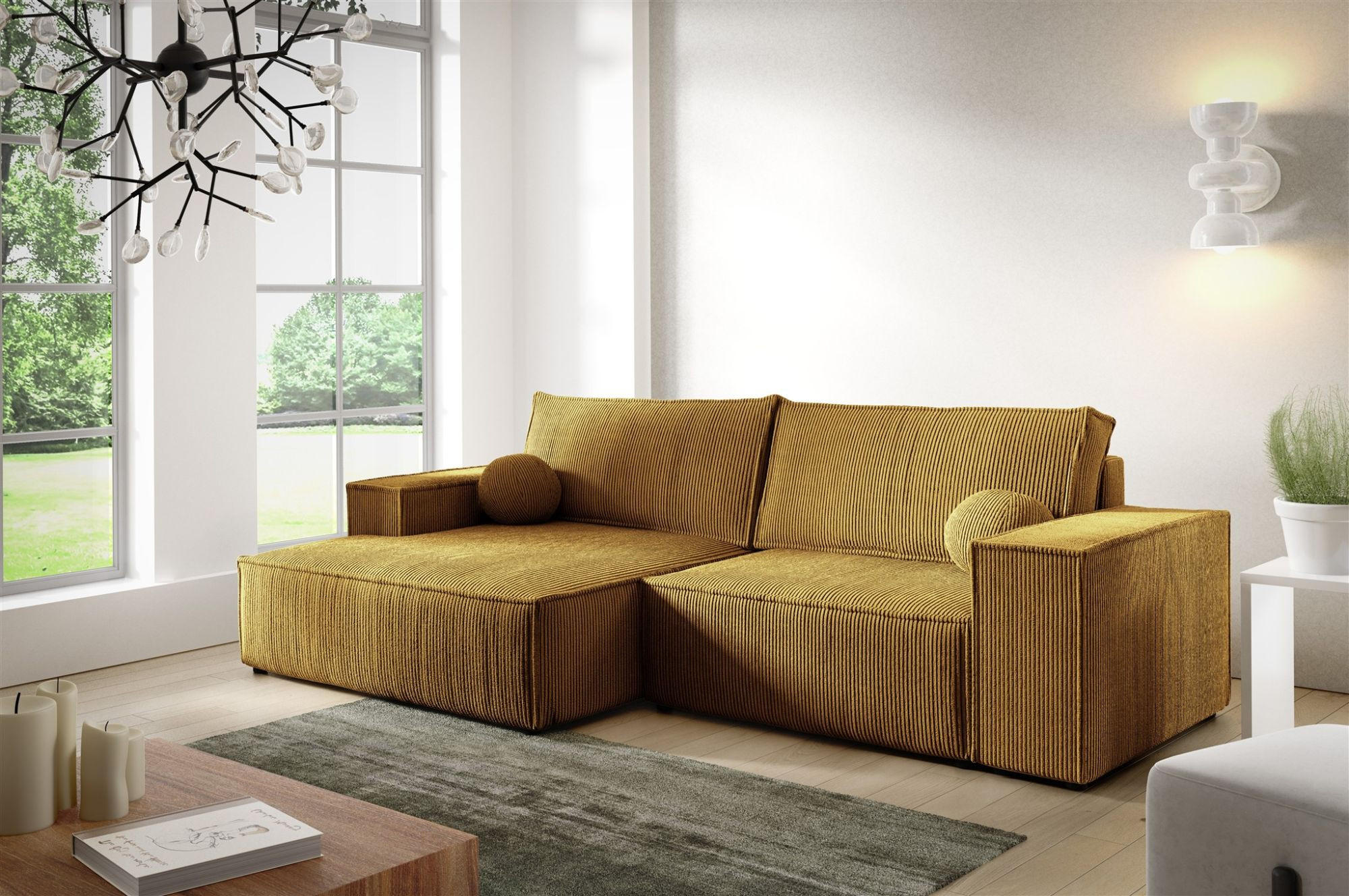 ECKSOFA Corunia Xs - Gelb, Holzwerkstoff/Textil (255/148cm) - Fun Möbel