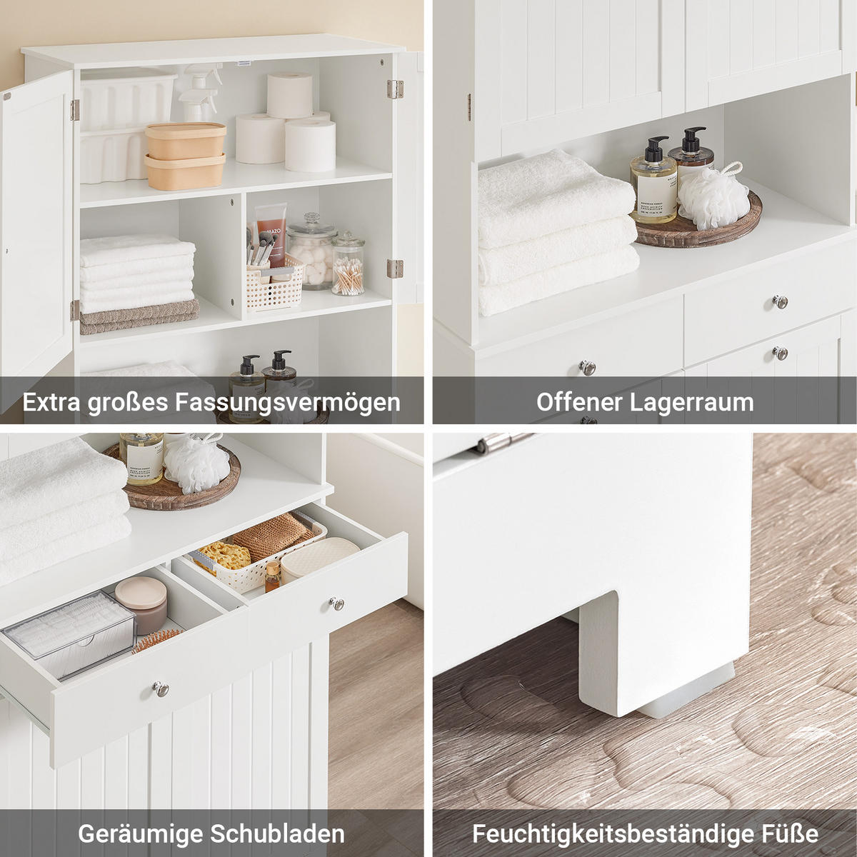 BADEZIMMERSCHRANK Weiß 78x38x181cm - Weiß, Holzwerkstoff (78/181/38cm) - SoBuy