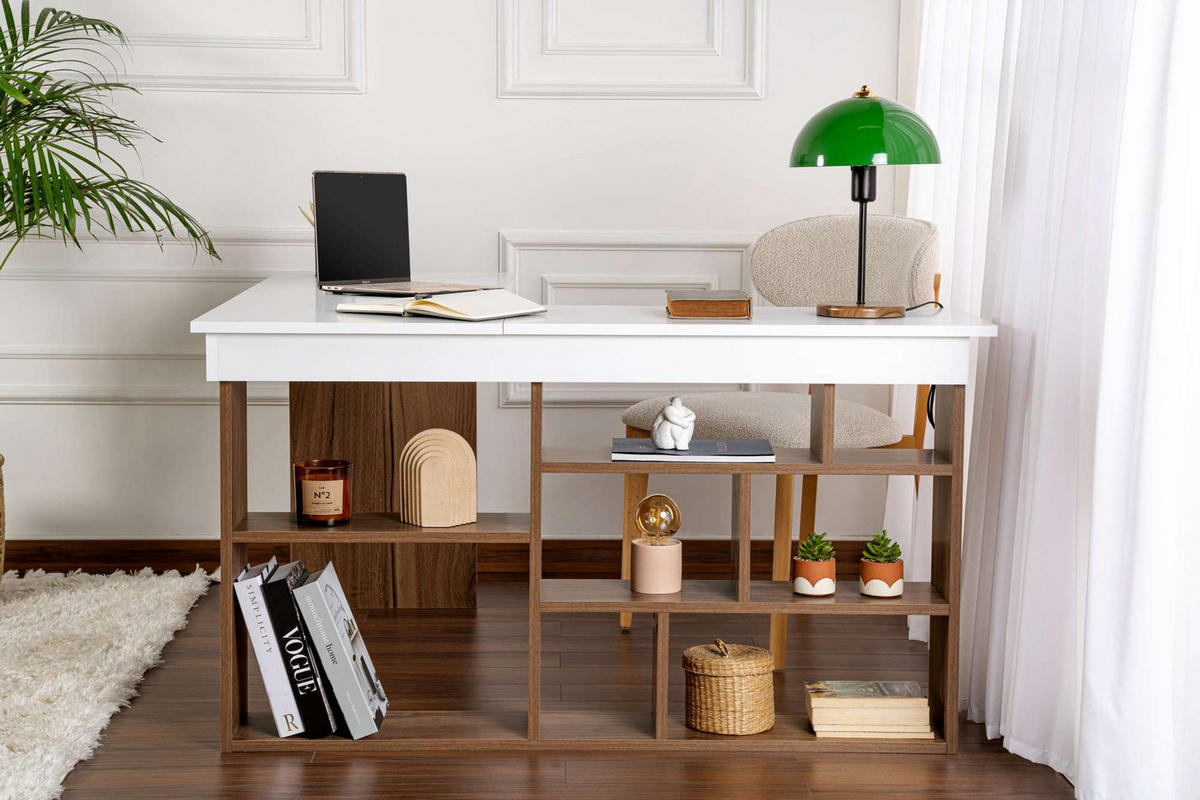 SCHREIBTISCH vesper Braun - Braun, Holz (130/120/72cm) - Habitat Garten