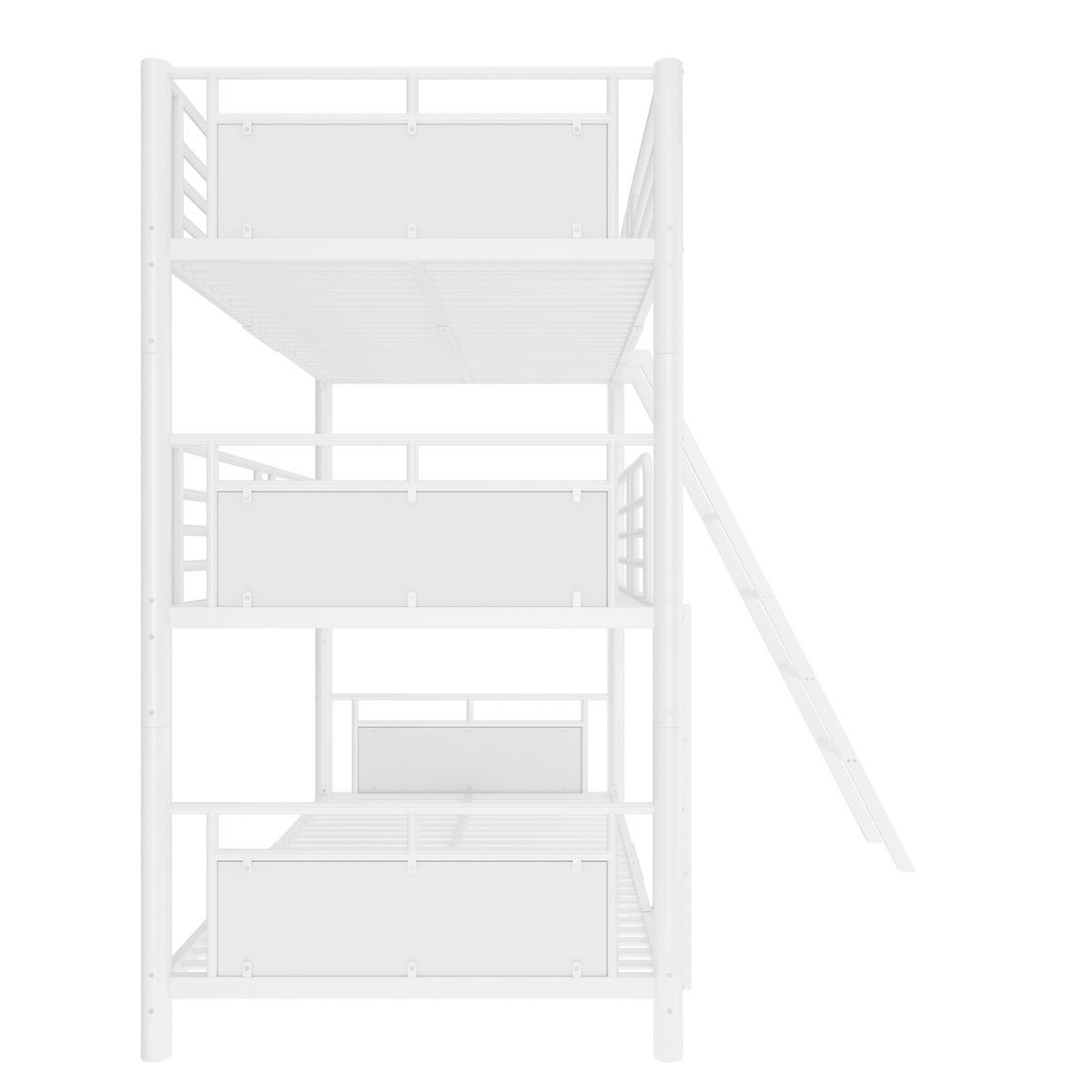 ETAGENBETT 90/200 cm mit 3 Schlafplätzen, DE-41597, in Weiß - Weiß, Metall (90/200cm) - ComfortXL