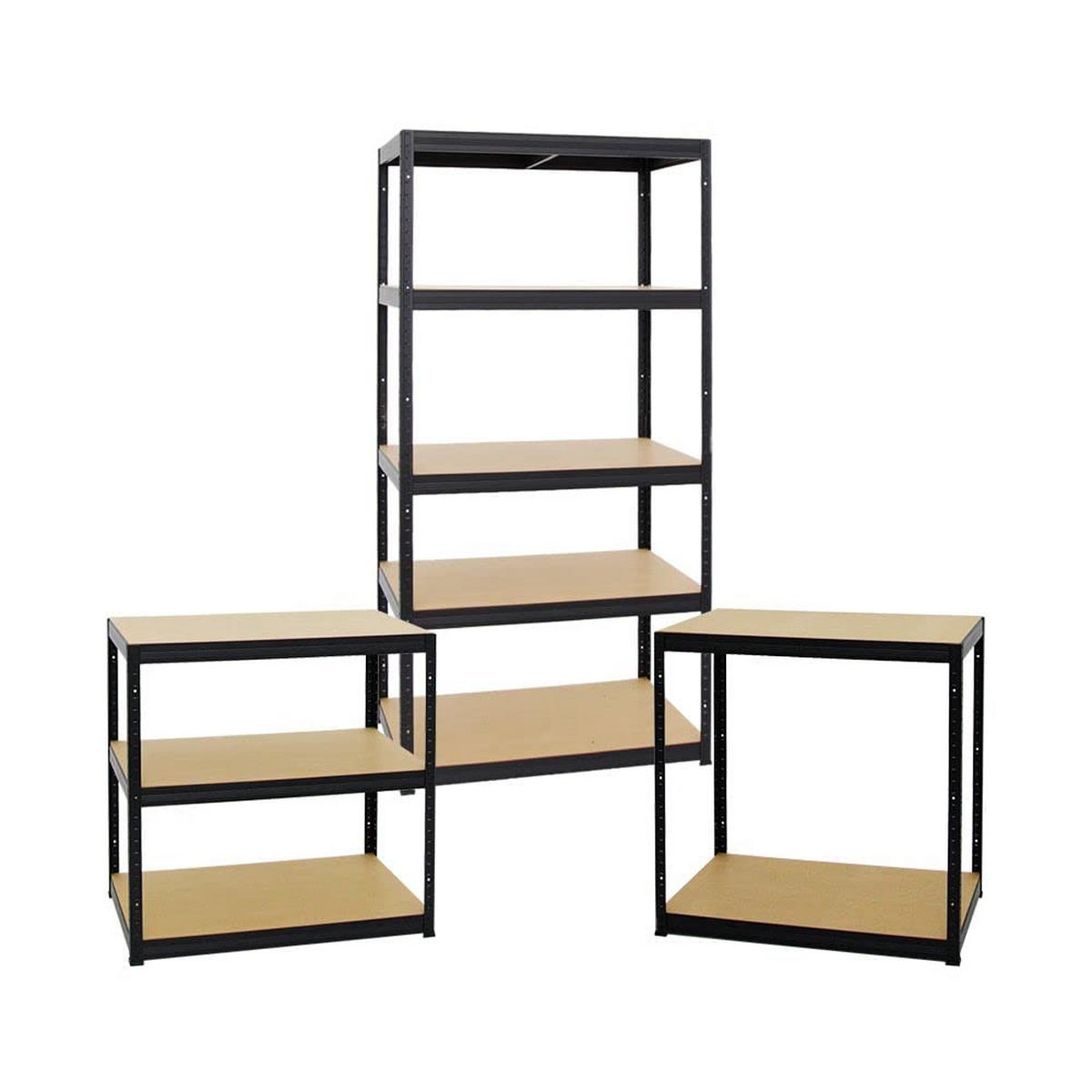 SCHWERLASTREGAL Slim Elephant M 2er-Set mit 2x 180x90x60 cm 5 Ebenen Fachlast 350 kg Schwarz - Schwarz, Metall (180/180/60cm) - PROREGAL