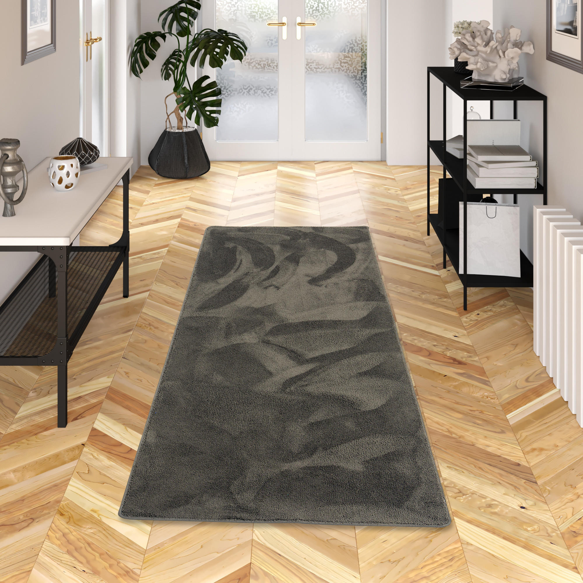 LUXUS SUPER SOFT HOCHFLOR LANGFLOR TEPPICH LÄUFER DELUXE - Anthrazit, Textil (80/320cm) - Snapstyle