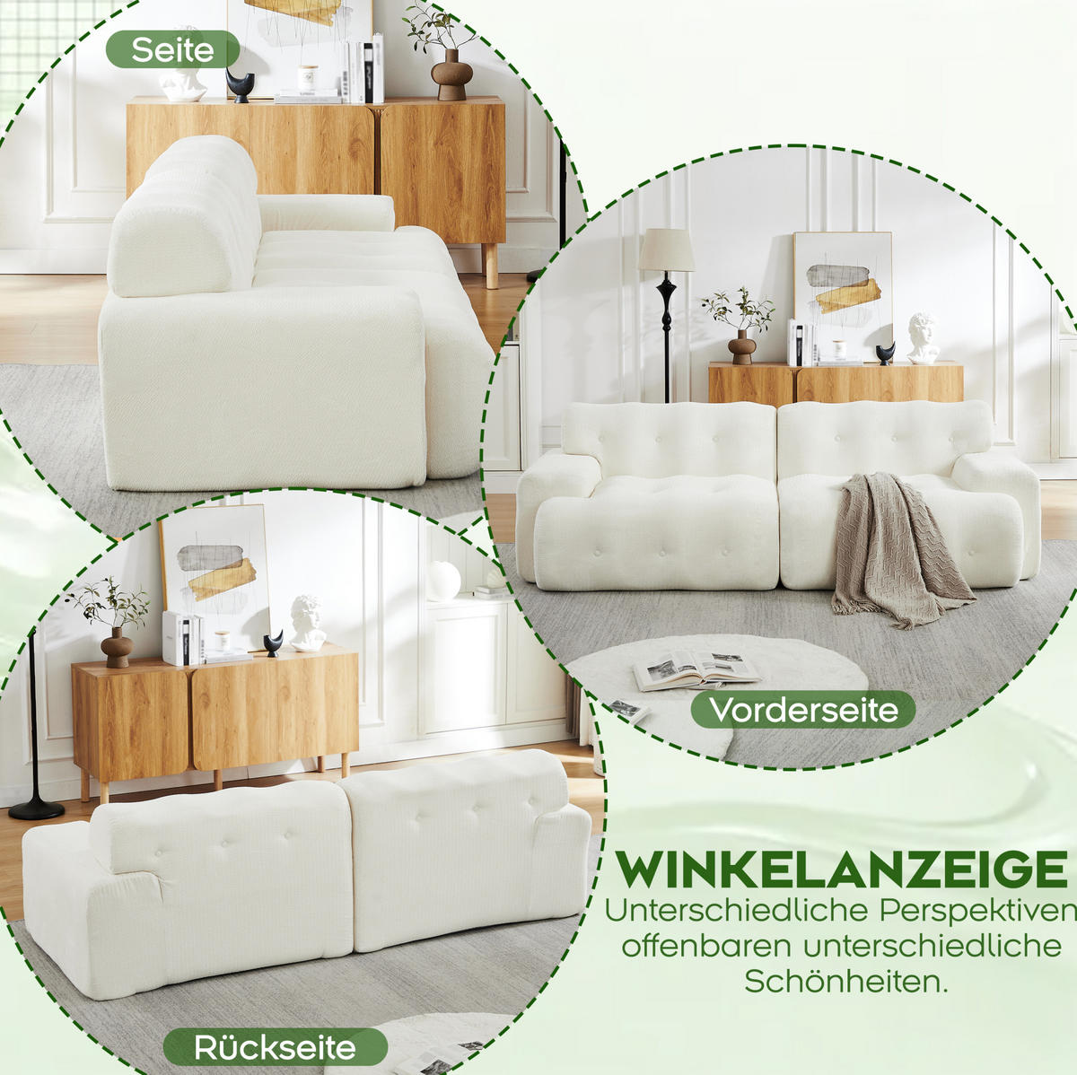 2-SITZER-SOFA 224/104/66 cm mit ergonomischer Polsterung, breiten Armlehnen und Chenille-Bezug, Beige - Beige, Textil (224/66/104cm) - Redom
