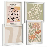 BILDER SET 4er Set - 50x50 cm & 40x60 cm Weißer Rahmen - Moderne abstrakte Frau - Weiß, Kunststoff (50/50cm) - TULUP