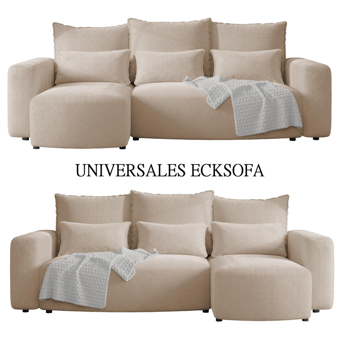 ECKSOFA Travis mit Bettkasten und Schlaffunktion, L-Form, Cord, Universal - Hellrosa, Holzwerkstoff (248/148cm) - 4ALL HOME