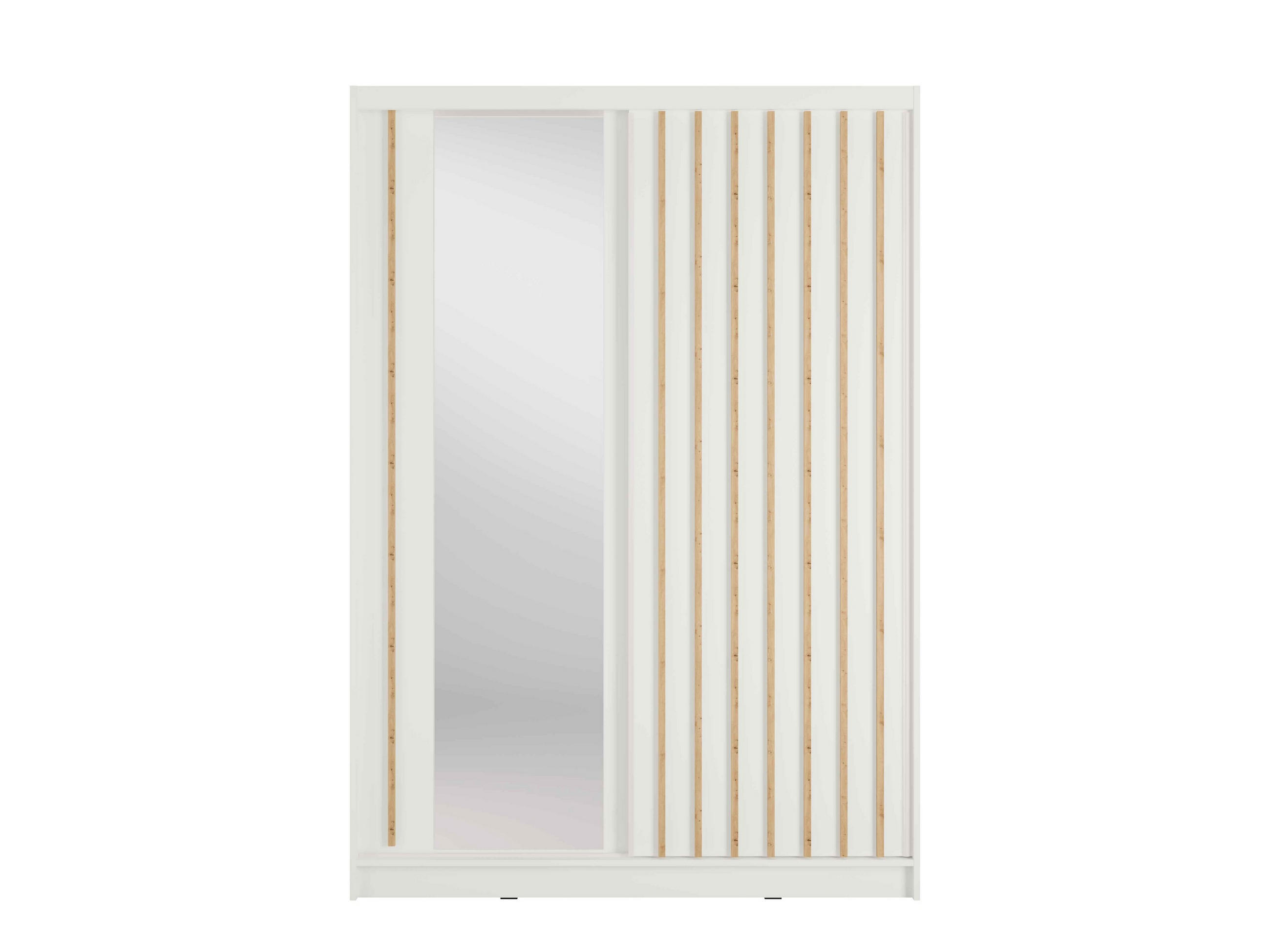 SCHWEBETÜRENSCHRANK VEYDAR 155/215/62cm 2-türig mit Spiegel Weiß - Weiß, Holzwerkstoff (155/215/62cm) - MASSENO