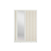 SCHWEBETÜRENSCHRANK VEYDAR 155/215/62cm 2-türig mit Spiegel Weiß - Weiß, Holzwerkstoff (155/215/62cm) - MASSENO
