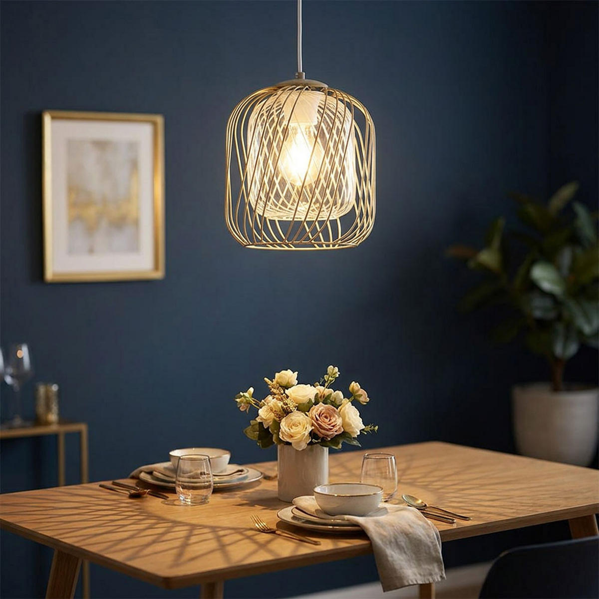 LED HÄNGELEUCHTE DICHTI Metall Beige - Beige, Glas (18/18/150cm) - Globo Lighting