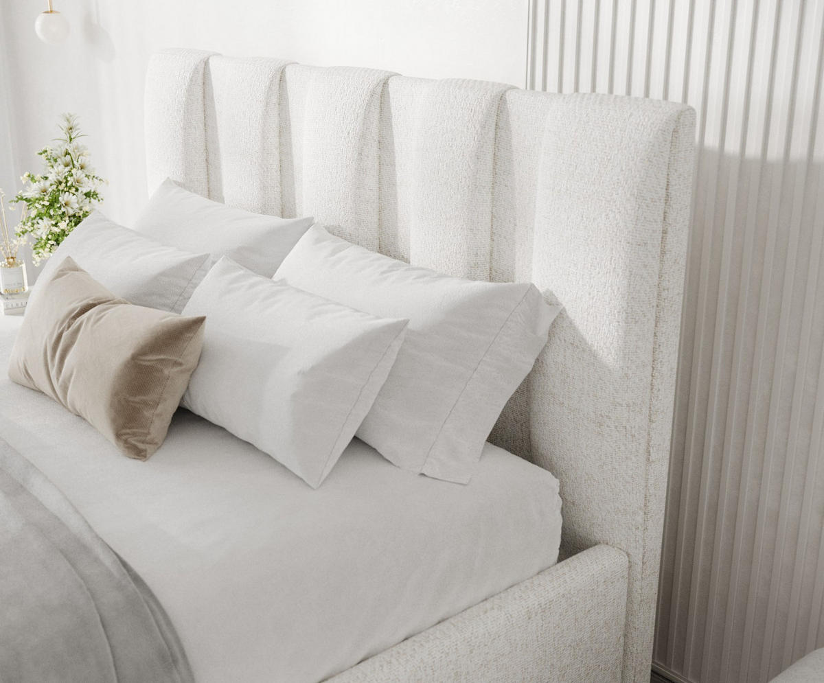 POLSTERBETT Loom 180/200 cm Creme im Neve Stoff - Creme/Naturfarben, Holz/Holzwerkstoff (180/200cm) - AltaBeds