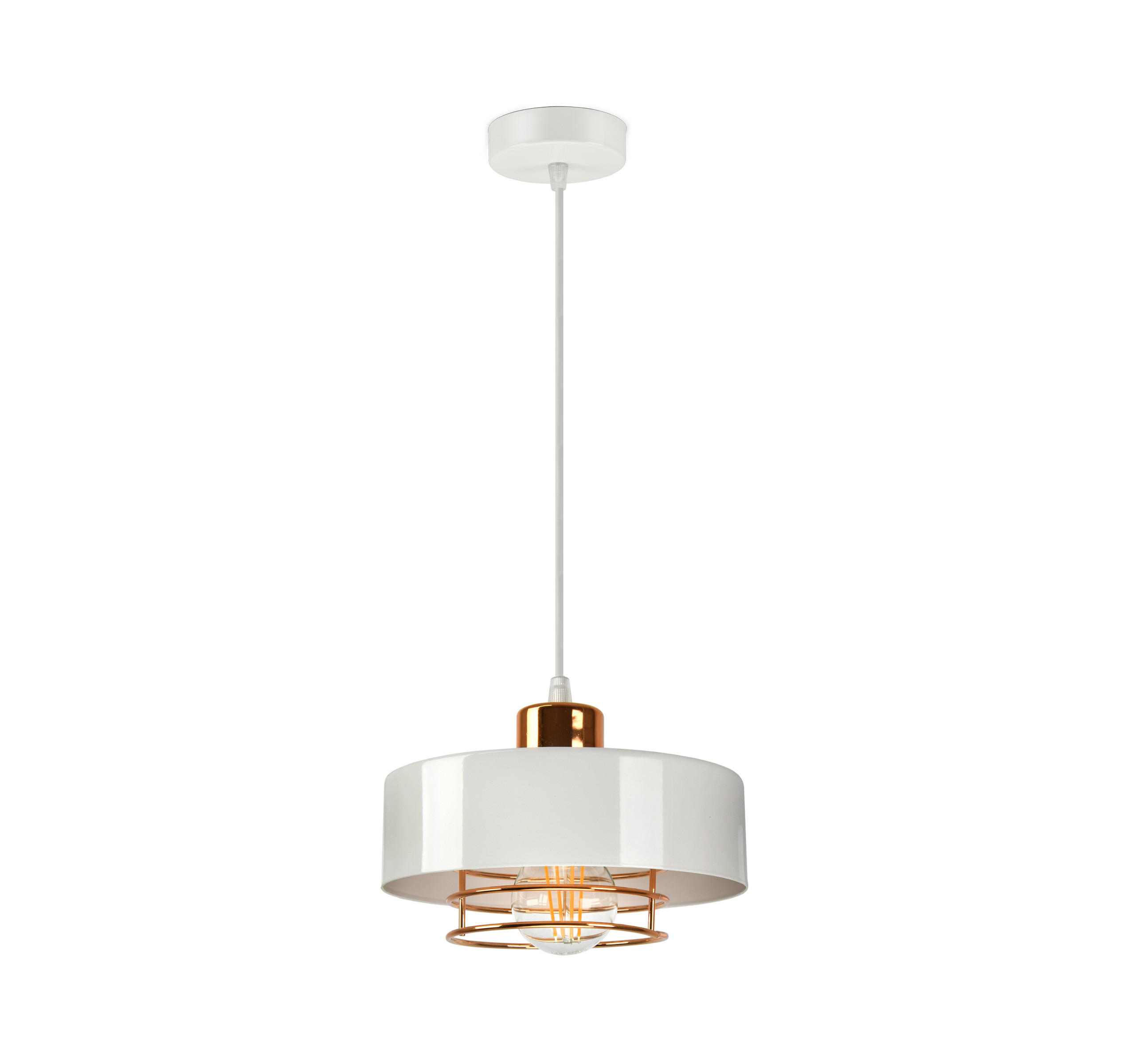 PENDELLEUCHTE EDISON - Goldfarben/Weiß, Metall (20/20/70cm) - kiki design