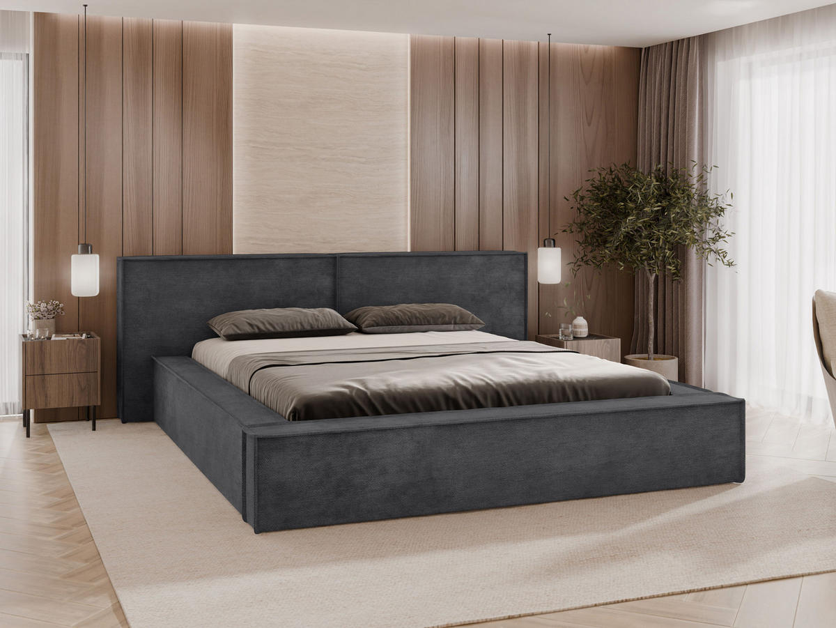 POLSTERBETT Lambo - Greige/Schwarz, Holz/Holzwerkstoff (160/200cm) - MIRJAN24