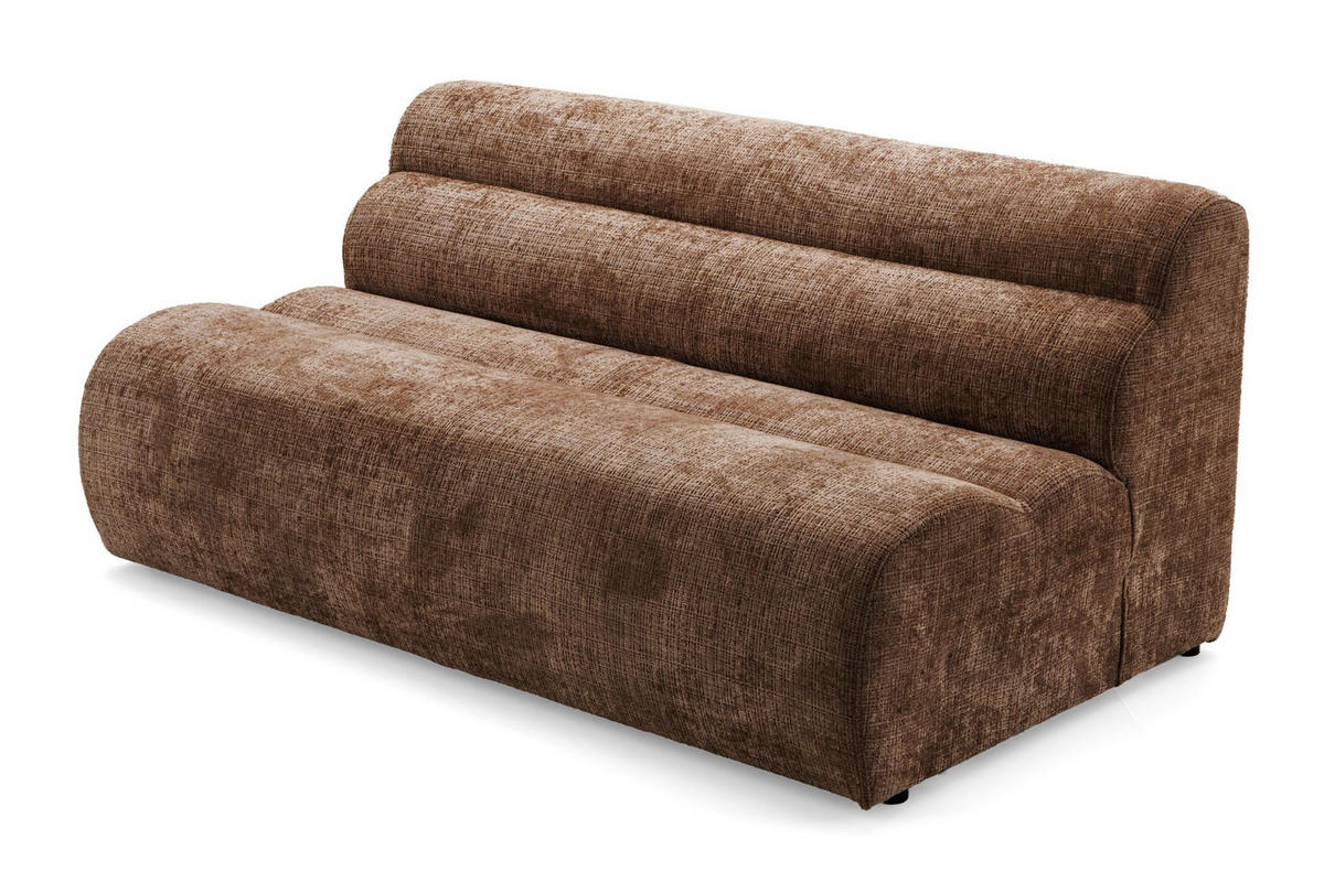2-SITZER modulares Sofa VEER, Breite 213 cm Chenille Webstoff Orange - Schwarz/Orange, Holz/Kunststoff (213/75/95cm) - Muffo