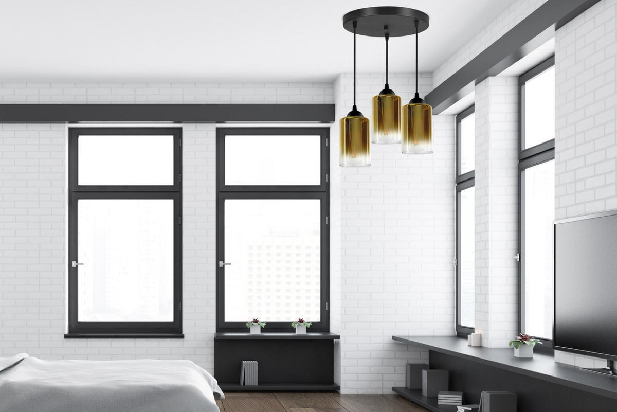 PENDELLEUCHTE GRAF - Transparent/Goldfarben, Glas/Metall (35/35/80cm) - kiki design