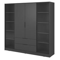 DREHTÜRENSCHRANK mit Glas 206 cm Kalma, 4 Türen, Graphite - Graphitfarben, Holz (206/200/51cm) - Emporius