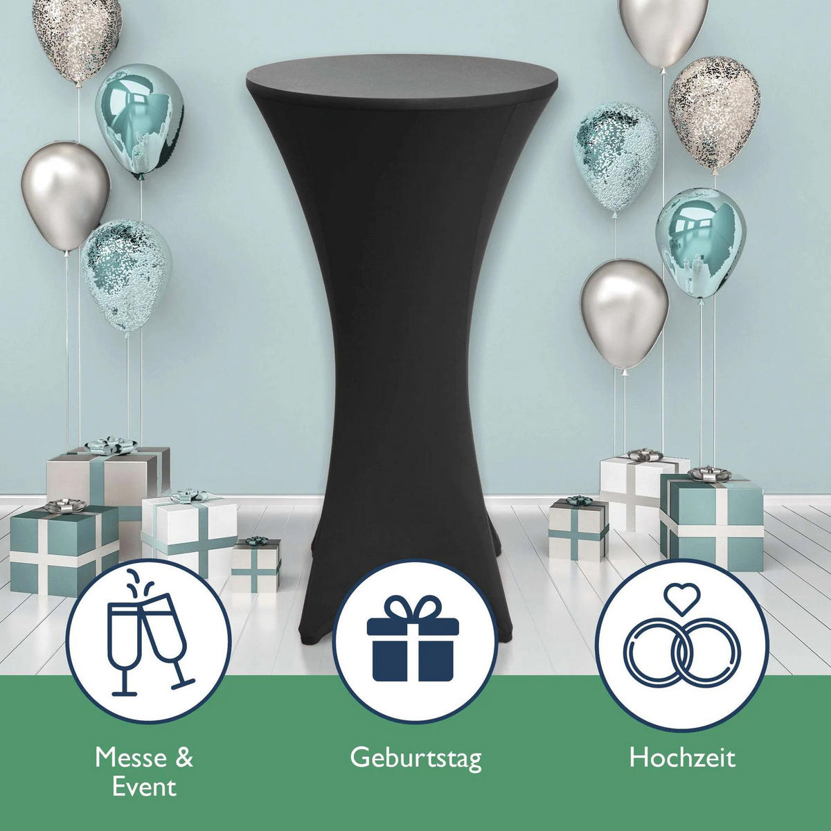 STEHTISCHHUSSE Stella Ø 60cm Schwarz (2tlg) - Schwarz, Textil (600/120cm) - Beautissu 