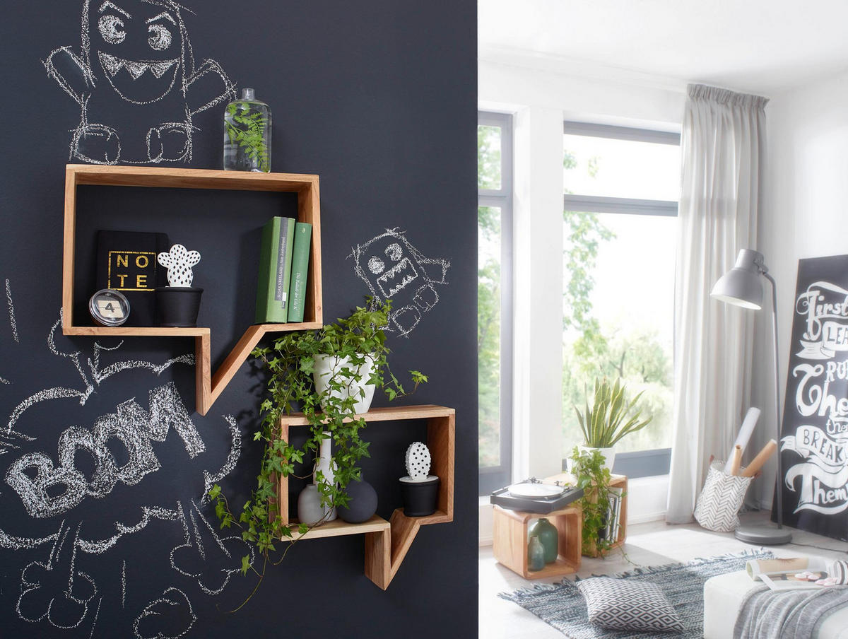 WANDREGAL Set NAKO Massivholz Zeitungsablage, Beige 50x13x49 cm - Beige, Holz (50/49/13cm) - KADIMA DESIGN