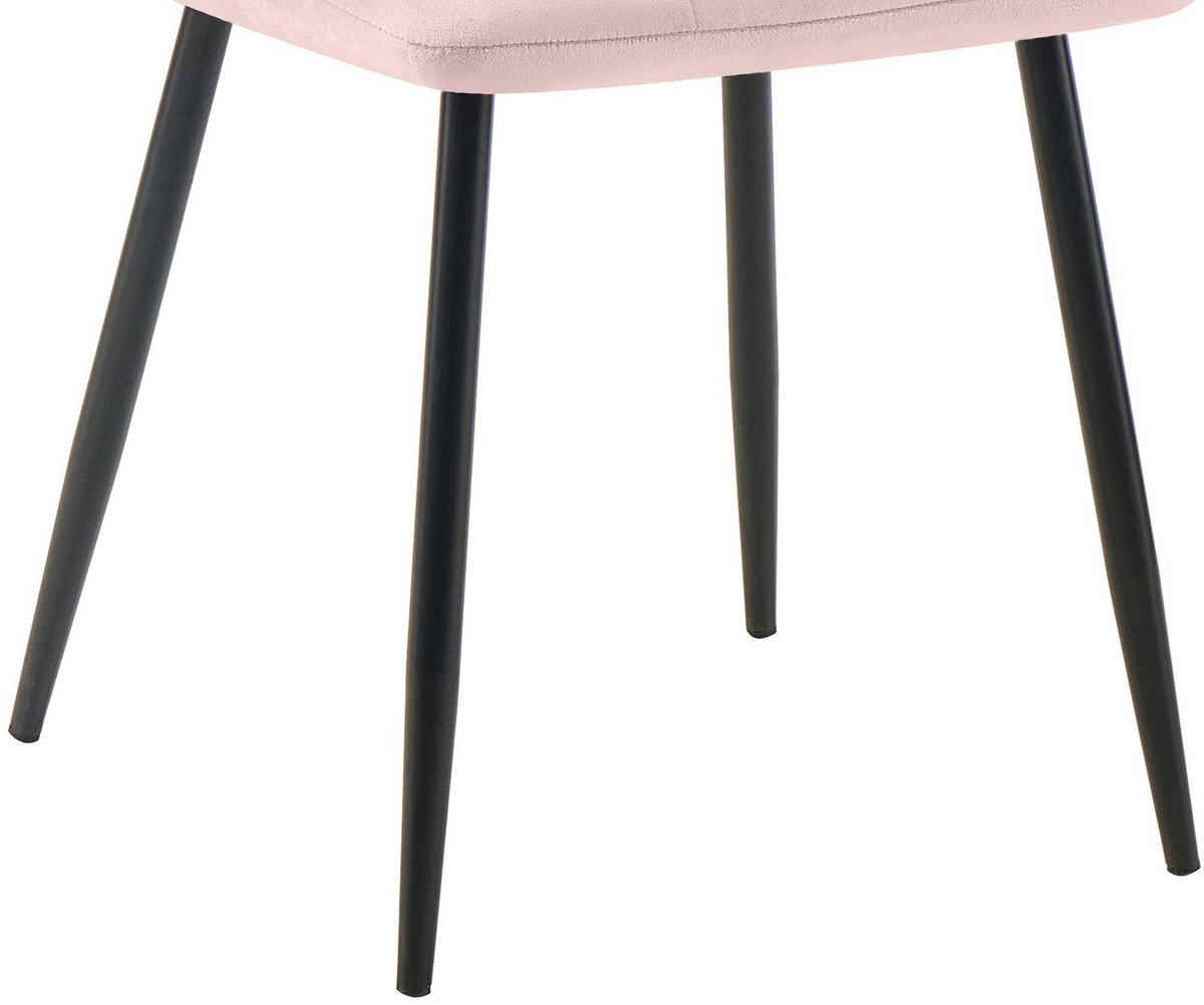 STUHL 4er Set Samt Pink - Pink/Schwarz, Textil/Metall (45/84/55cm) - CLP